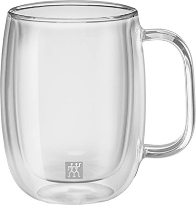 Zwilling Sorrento Çift Camlı Kulplu 2li Kahve Bardağı Seti, 355 ml, Cam, Şeffaf Cam