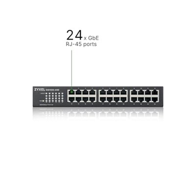 Zyxel 24-Port 10/100/1000 Gigabit Ethernet Unmanaged Switch | Fansız Tasarım [GS1100-24E]