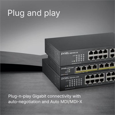 Zyxel 24-Port 10/100/1000 Gigabit Ethernet Unmanaged Switch | Fansız Tasarım [GS1100-24E]