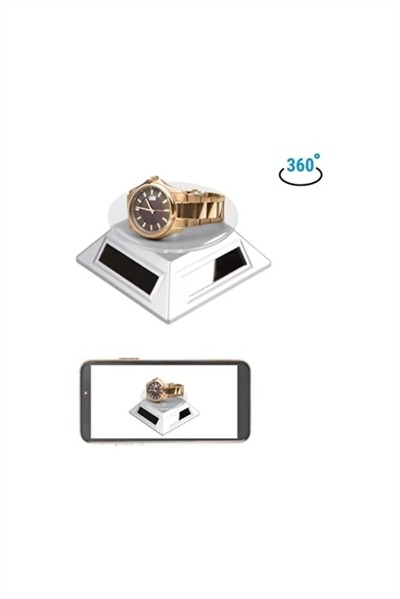 Güneş Enerjili Solar 360 Derece Dönen Vitrin Stand Döner Tabla GRİ