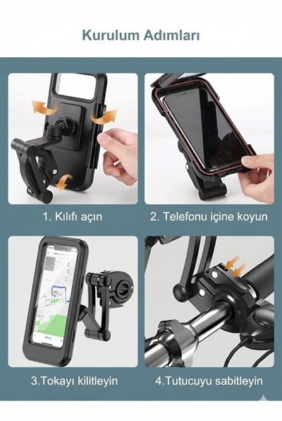Motosiklet Bisiklet Su Geçirmez Manyetik Telefon Tutucu Gidon Navigasyon Kılıfı