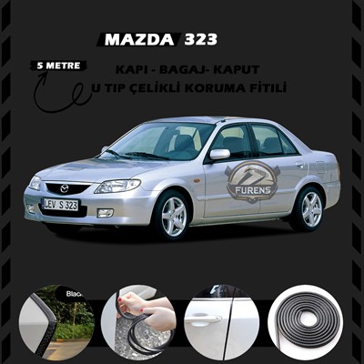 Mazda 323 Oto Araç Kapı Koruma Fitili 5metre Parlak Siyah Renk