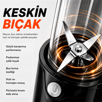 NUTRISHAKE  FIT  3 In 1 Kişisel Smoothie Blender Ve Kahve Baharat Öğütücü Buz Kırma  600w