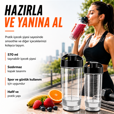 NUTRISHAKE  FIT  3 In 1 Kişisel Smoothie Blender Ve Kahve Baharat Öğütücü Buz Kırma  600w