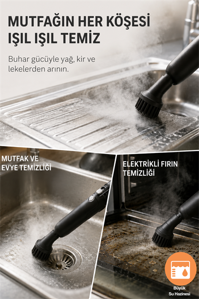 TIGRE Buharlı Temizleyici Çok Fonksiyonlu 25 Parça Buharlı Temizlik Makinesi - 2000W 5 Bar 