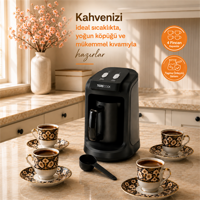 TIGRECOOK Közde Türk Kahvesi ve Türk Kahve Makinesi  4 Fincan Kapasiteli Bol Köpüklü