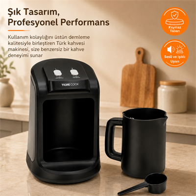 TIGRECOOK Közde Türk Kahvesi ve Türk Kahve Makinesi  4 Fincan Kapasiteli Bol Köpüklü