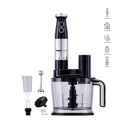 TIGRECOOK Mutfak Robotu – El Blenderı, Doğrayıcı, Rende ve Çırpıcı Seti 1800W
