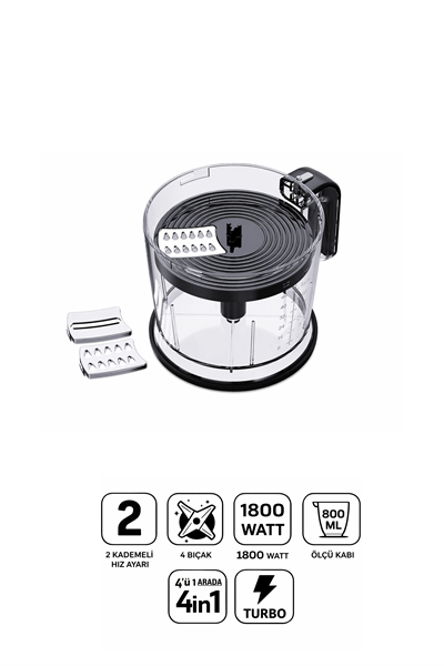 TIGRECOOK Mutfak Robotu – El Blenderı, Doğrayıcı, Rende ve Çırpıcı Seti 1800W