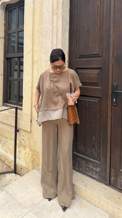 MOCHA GARNİLİ BLUZ PANTOLON TAKIM