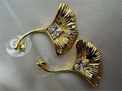 Kıvrımlı Yelpaze Küpe(Gold)