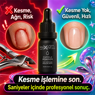 Maxwell Professional Cuticle Remover Tırnak Eti Temizleyici 10ml, Kesme Gerektirmeyen Hızlı Kütikül Yumuşatıcı, Manikür ve Pedikür İçin Profesyonel Tırnak Eti Çıkarıcı