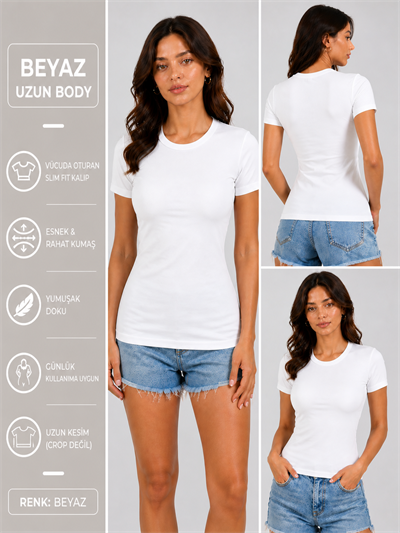 BEYAZ alo Kısa Kollu Body 