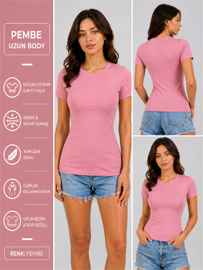 PEMBE alo Kısa Kollu Body 