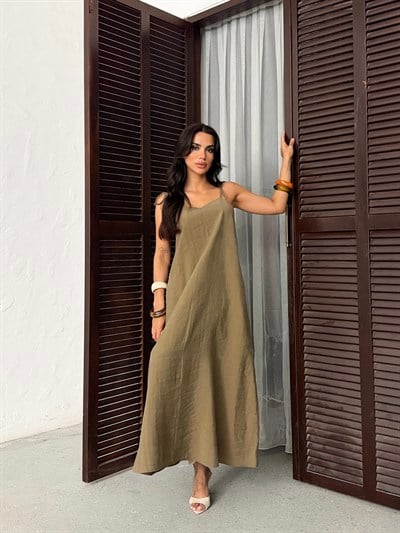 26Y5349 ASKILI SIRT DETAY ELBİSE