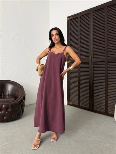 26Y5349 ASKILI SIRT DETAY ELBİSE