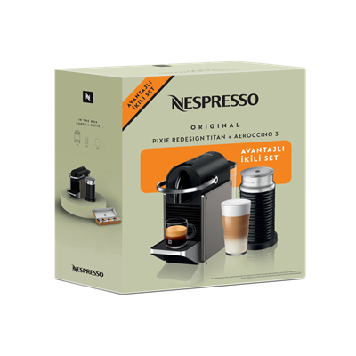 Nespresso Pixie Titan ve Aeroccino 3 Espresso Makinesi