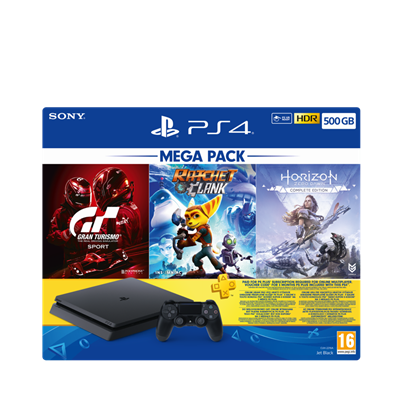 PS4 500GB Mega Paket(HZD-CE+GTS+RC+3ayP) Oyun Konsolu