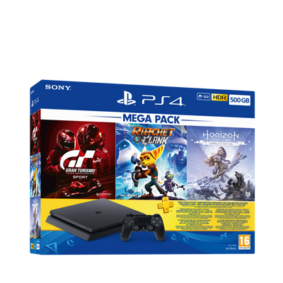 PS4 500GB Mega Paket(HZD-CE+GTS+RC+3ayP) Oyun Konsolu