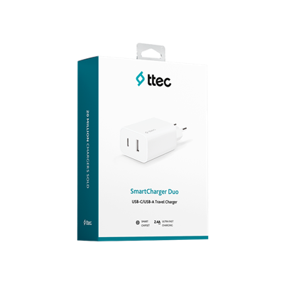 Ttec 2SCS25B SmartCharger DuoUSB-C+USB-A Cep Telefonu Aksesuarları