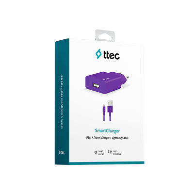 Ttec SmartCharger Adaptör+Lightng Mor Şarj Cihazları