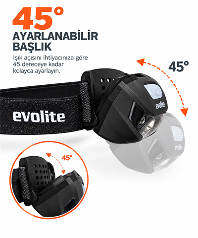 Evolite Shine 150 lm. Kafa Lambası - Siyah