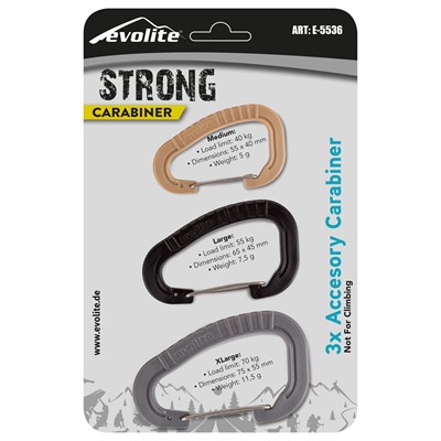 Evolite Strong 3lü Karabina Seti - Gri/Siyah/Bej