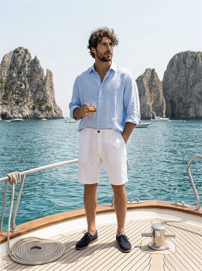 Pure Linen %100 Keten Beyaz Yazlık Şort