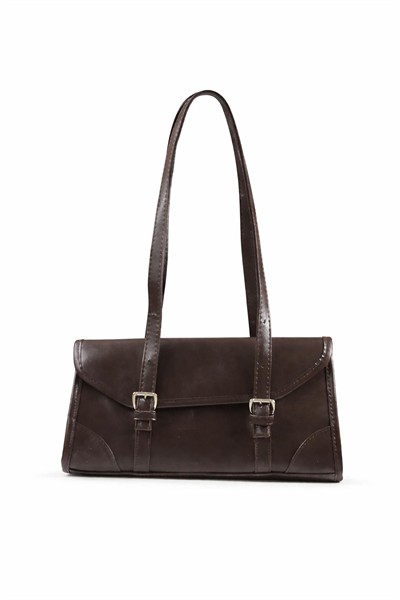 Velora Vintage Baget Çanta Acı Kahve
