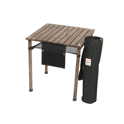 Truva Start 50x50 Katlanır Ahşap Ceviz Renk  Piknik ve Kamp Masası - Alt Fileli ve Özel Taşıma Çantalı