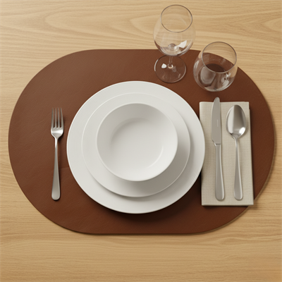 Toptan Kahverengi Deri Amerikan Servis 33x44 cm – Tam Oval