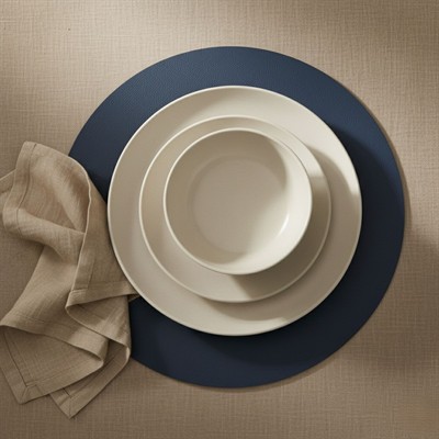 Toptan Lacivert Deri Amerikan Servis 33x33 cm – Yuvarlak