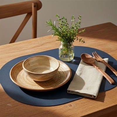 Toptan Lacivert Deri Amerikan Servis 33x44 cm – Tam Oval