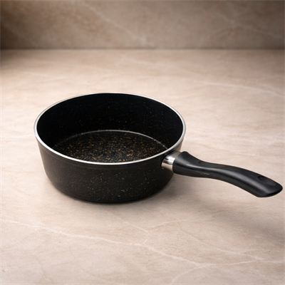 16 CM Granit Siyah Derin Kaçerola Sos Tavası 7 cm Derinlik