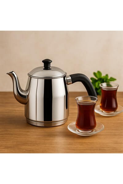 2 No Çelik Kahveci Demlik 1.7 Lt | Çelik Çay ve Kahve Demliği | Kompakt Demlik