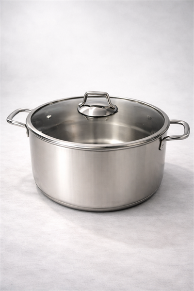 Bonera Omega Serisi 28 CM Paslanmaz Çelik Derin Tencere – Büyük Hacimli Çelik Yemek Tenceresi