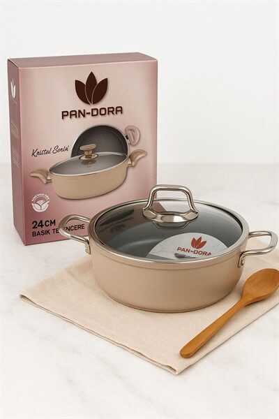 Evinda Pan-Dora 24 cm Kristal Döküm Basık Pilav Tenceresi – Yapışmaz, 1.Kalite-Yanmaz