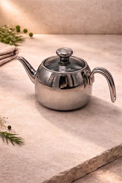 Korkmaz Droppa 1.3 lt Paslanmaz Çelik Tek Demlik – Dayanıklı Çelik Çay Demliği, 1 Litre Tekli Demlik