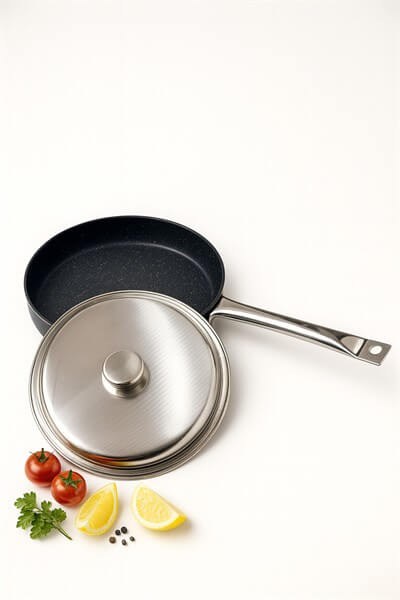 Pan-Dora 32 Cm Kapaklı Döküm Balık Tavası | Çelik Kulplu Balık Pişirme Tavası | Döküm Derin Tava