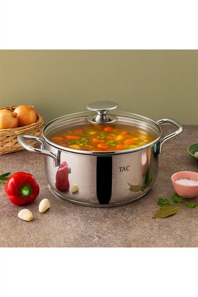 Taç Bengü Pro 18 cm Derin Tencere – 2,5 Litre, 18/10 304 Paslanmaz Çelik, Parlak Yüzey