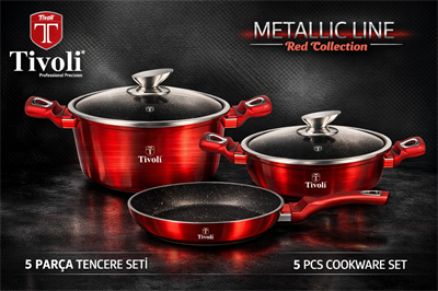 Tivoli 5 Parça Tencere & Tava Seti İndüksiyon Tabanlı – 24 CM Derin Tencere 26 CM Basık Tencere 26 CM Tava
