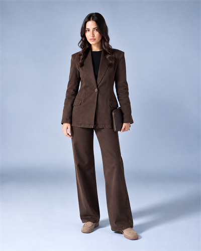 Premium Jean Ceket & Pantolon Takım – Kahve