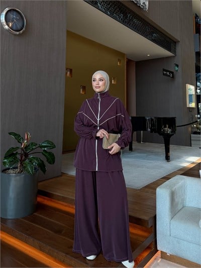Lidya Pantolon Takım Bordo