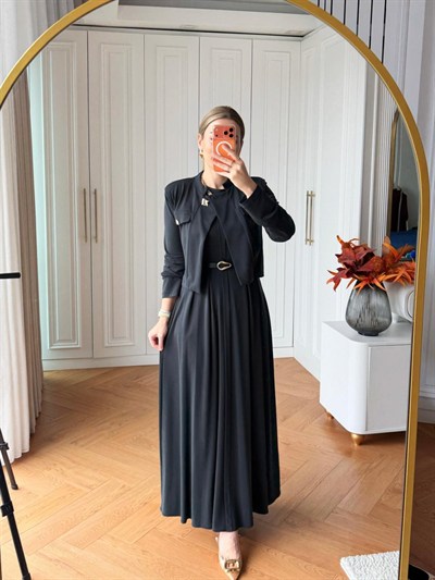 Gülsüm Elbise Takım Siyah