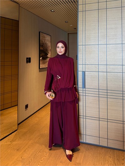 Nagehan Pantolon Takım Bordo
