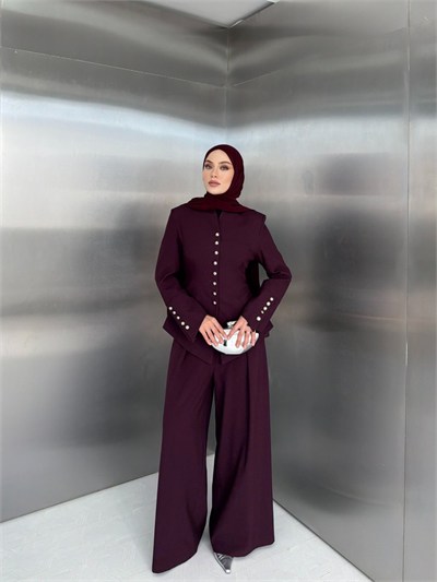 Nesrin Pantolon Takım Bordo