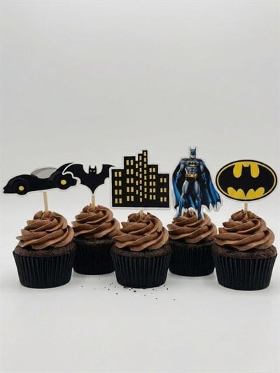 Batman Tema Kürdan Süs Topper (8 Adet)