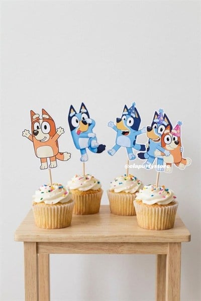 Bluey Temalı Kürdan Süs Topper