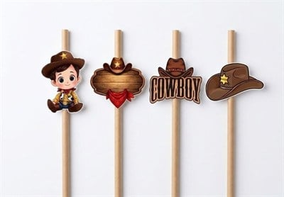 Erkek Kovboy Pipet (8 Adet)
