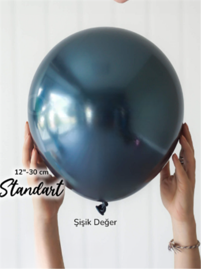 Gece Mavisi Krom Balon (5 Adet)